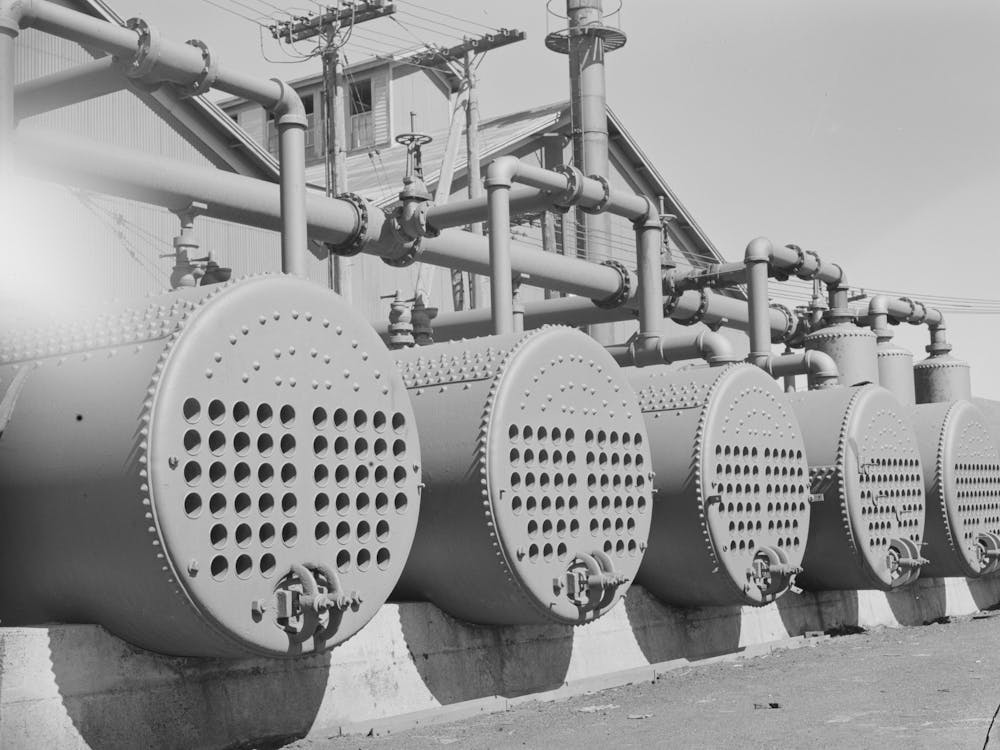 Butte, Montana, Anaconda Copper Mining Company, Air Compressor Tanks At Mountain Con Copper Mine By Russ