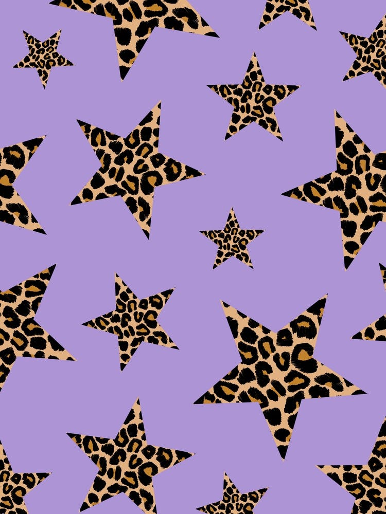 Leopard Print Stars on Purple