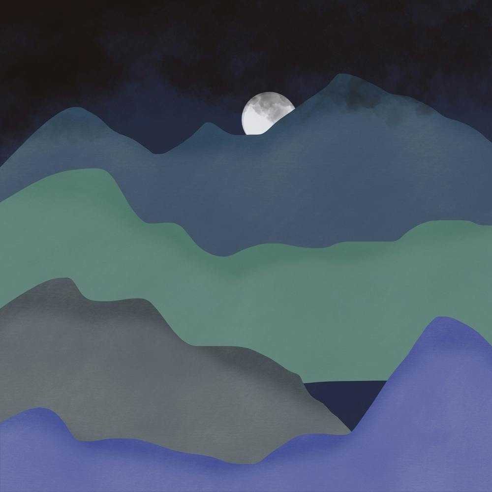 Moonlight Minimal Mountain Square
