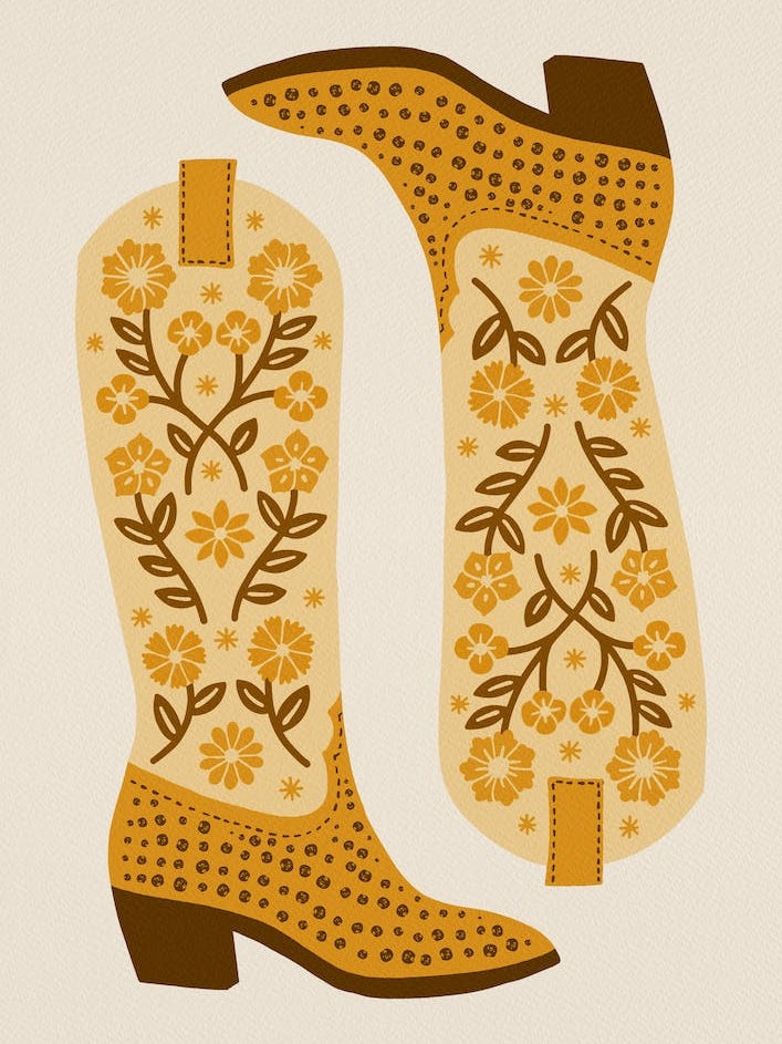 Cowgirl Boots   Yellow Monotone
