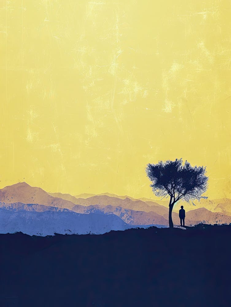 Silhouette Of A Lone Tree, Minimalism