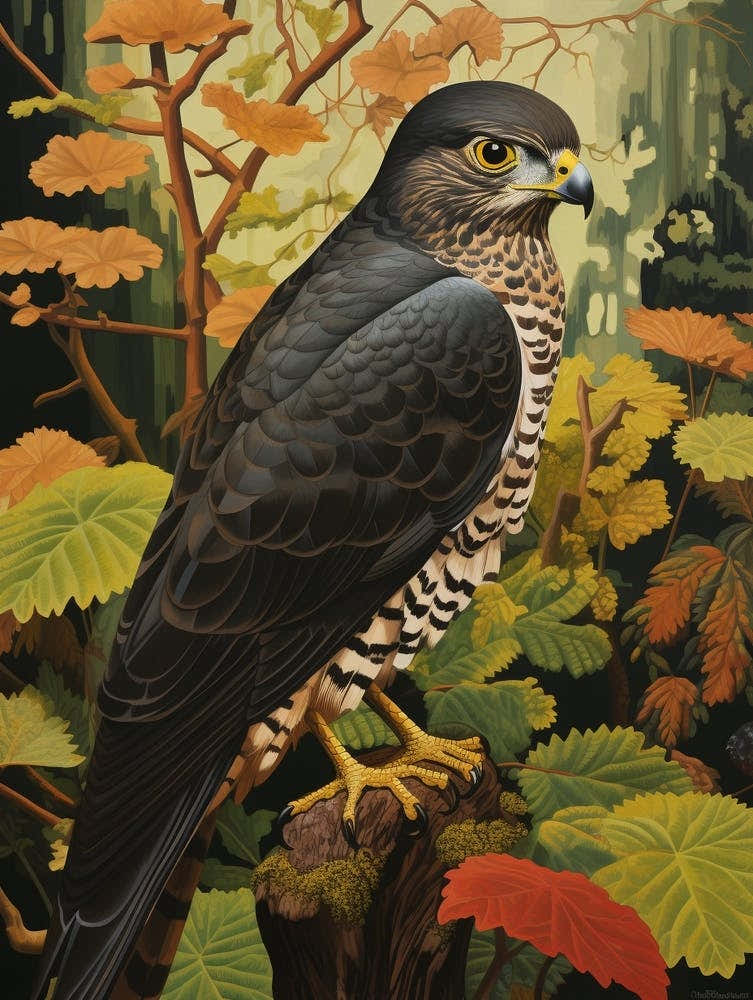 Dark And Moody Botanical Eurasian Sparrowhawk 2