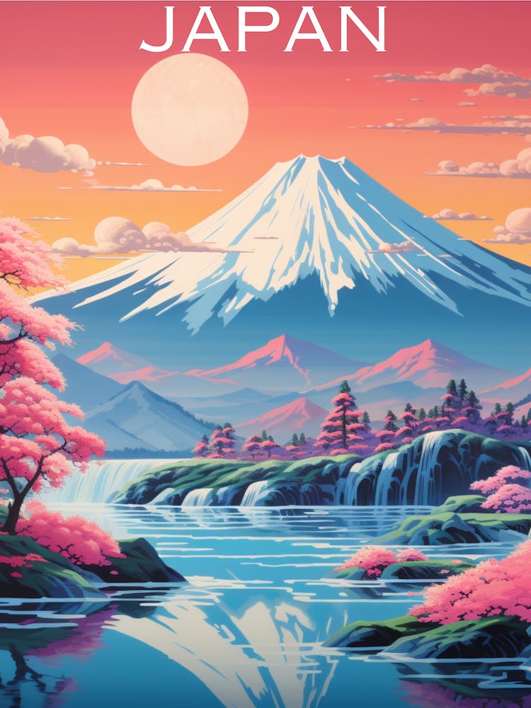 Colourful Japan travel poster