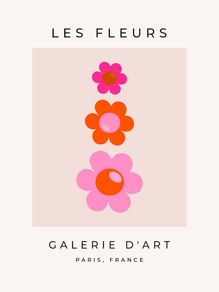 Les Fleurs | 01 - Retro Floral Pink And Orange Flowers