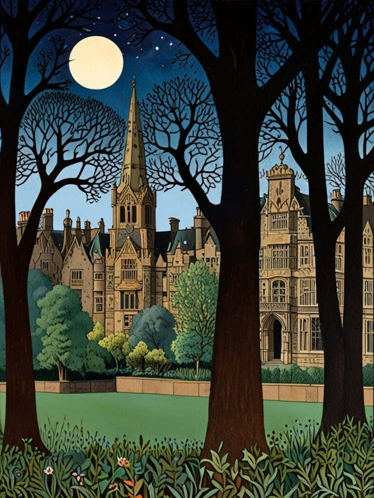 William Morris Oxford College At Night