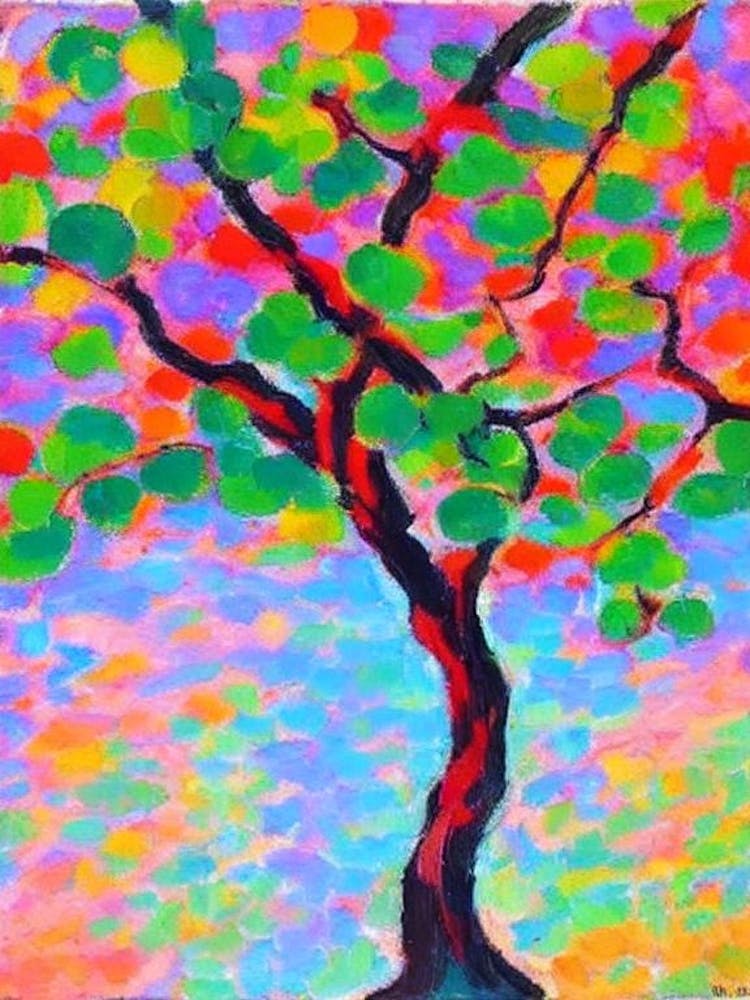 Chinese Elm tree Abstract Block Colour