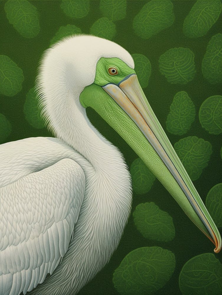 Ohara Koson Inspired Bird Painting Pelican 2