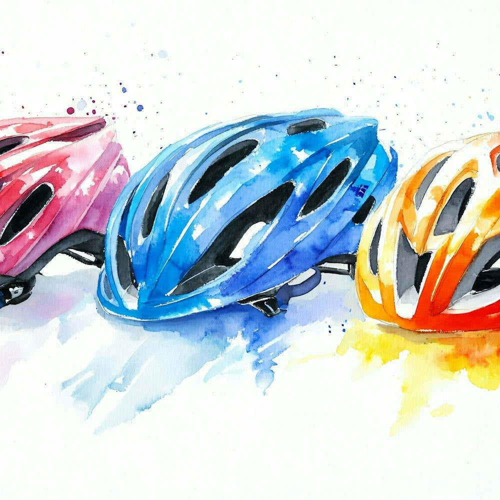 Watercolor Bicycle Helmets 1