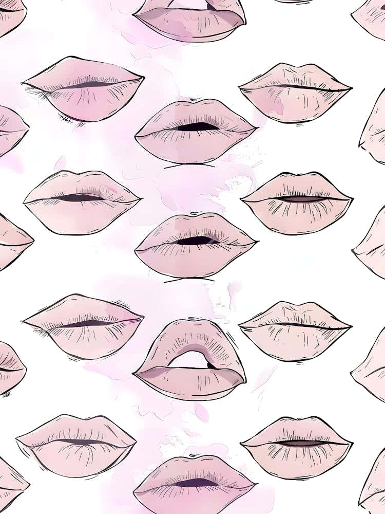 Pink Lips Seamless Pattern