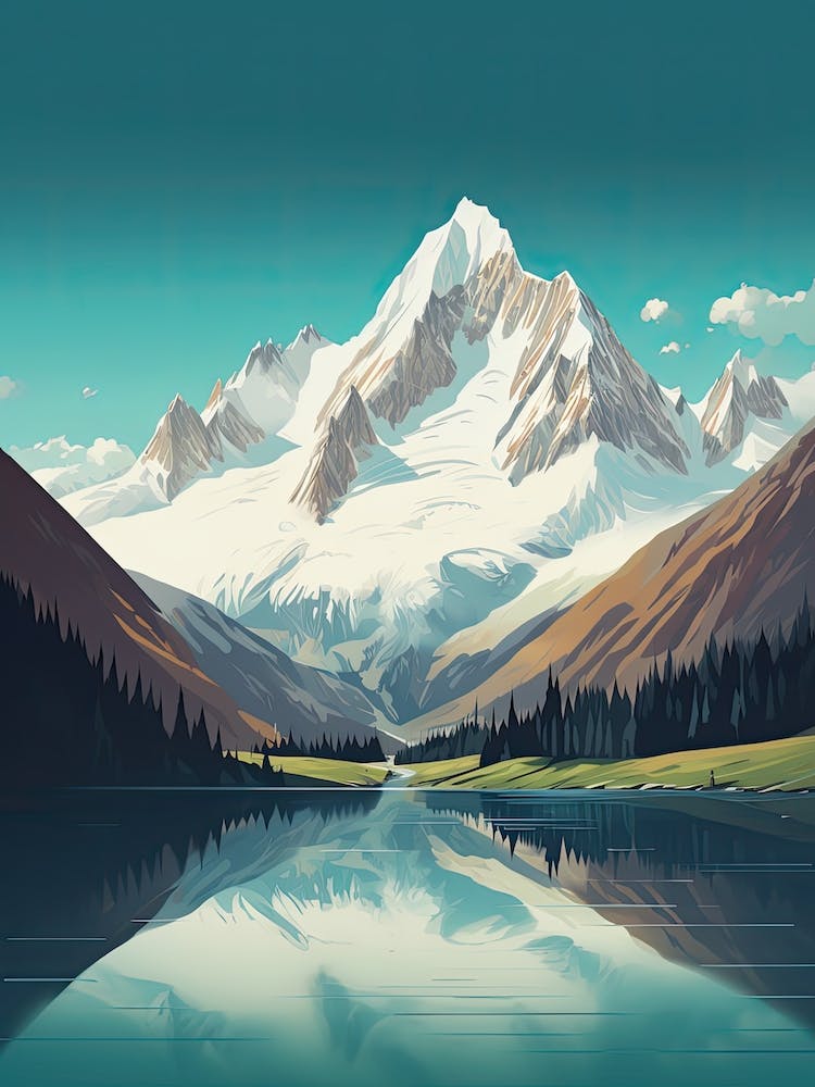 Chamonix Mont Blanc   France, Ski Resort Illustration 2 Simple Style