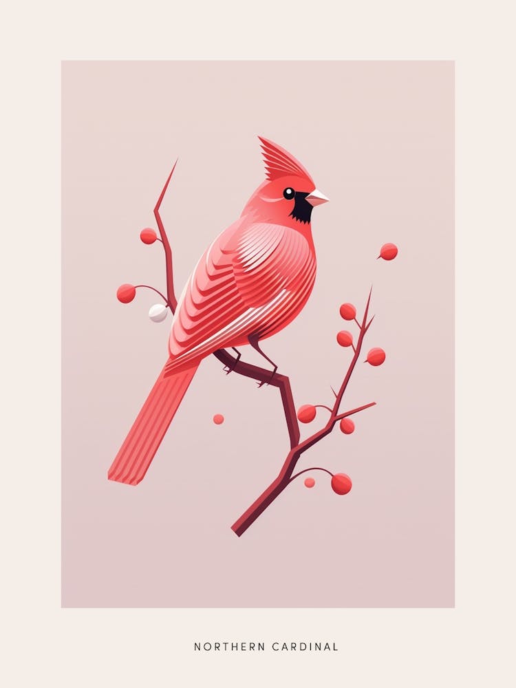 Minimalist Northern Cardinal 1 Bird Poster