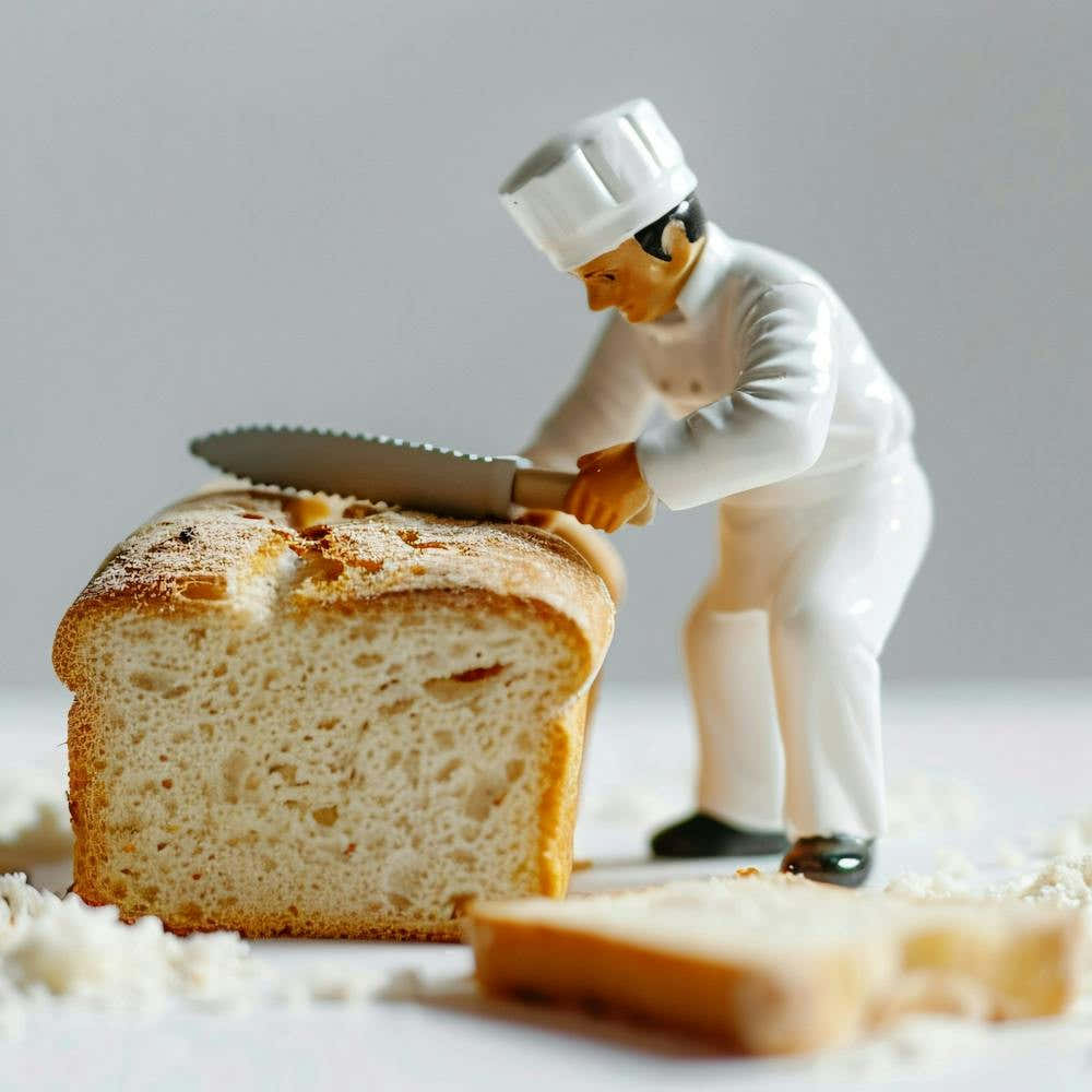 Baker Cutting Bread