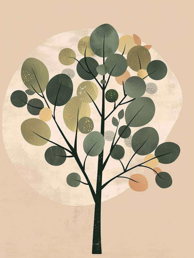 Pear Tree Minimal Japandi Illustration 3