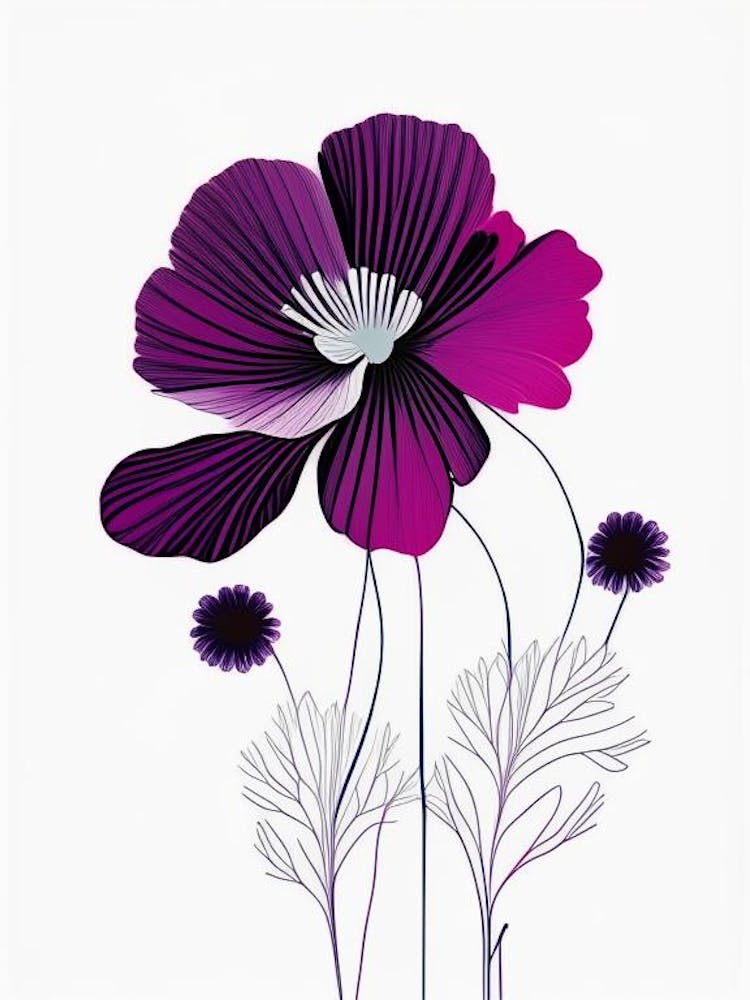 Anemone Floral Minimal Line Drawing 2 Flower