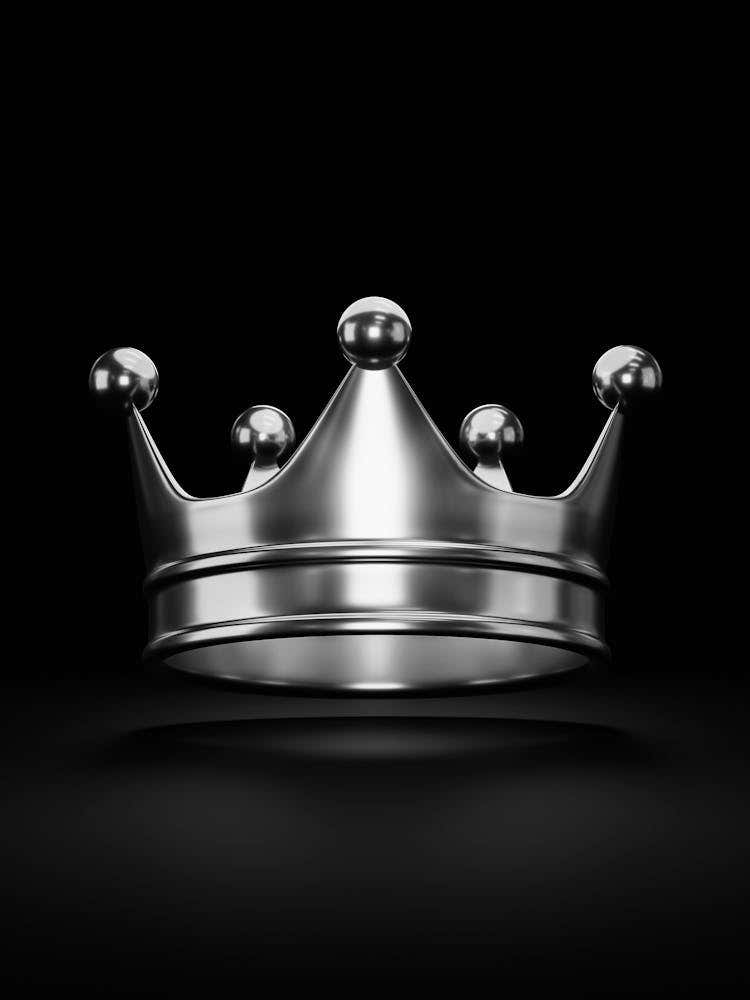Silver Crown On Black Background