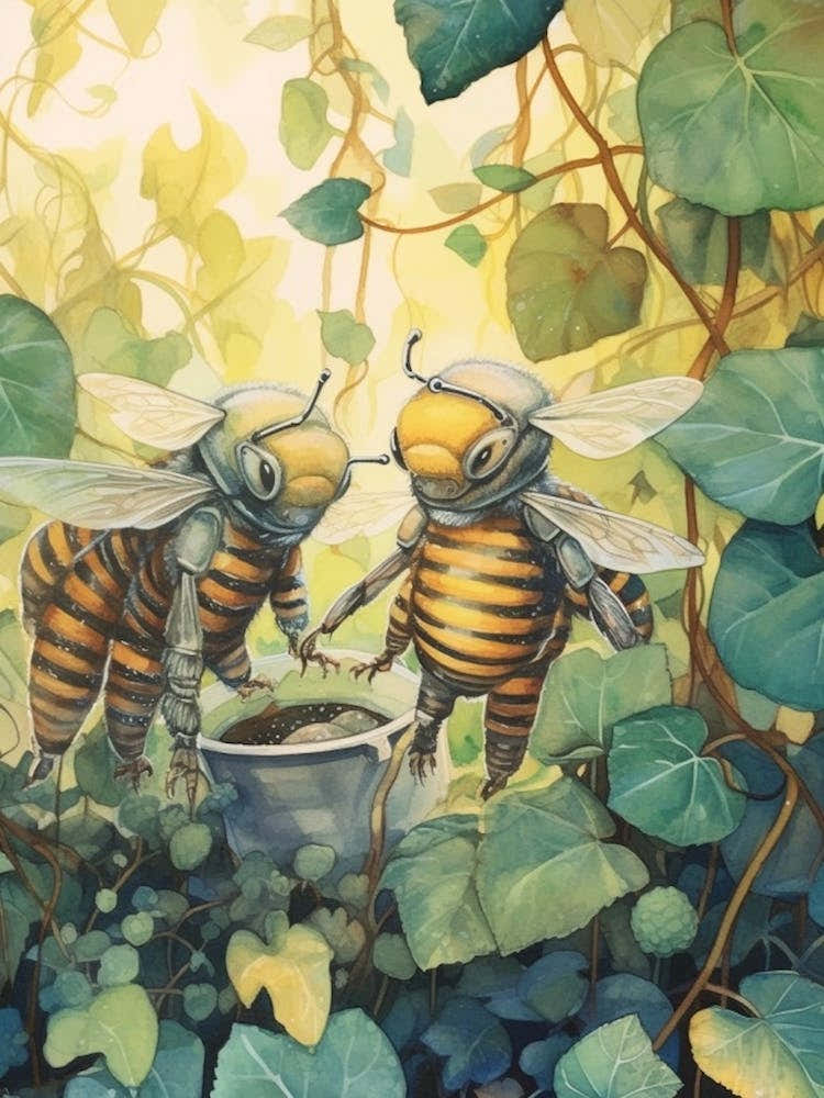 Bee Suit Bee Beehive Watercolour Illustration 1