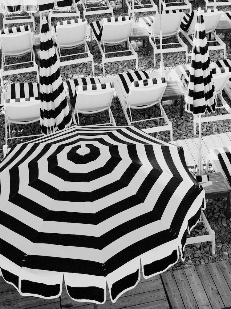 Black And White Riviera Beach Umbrellas