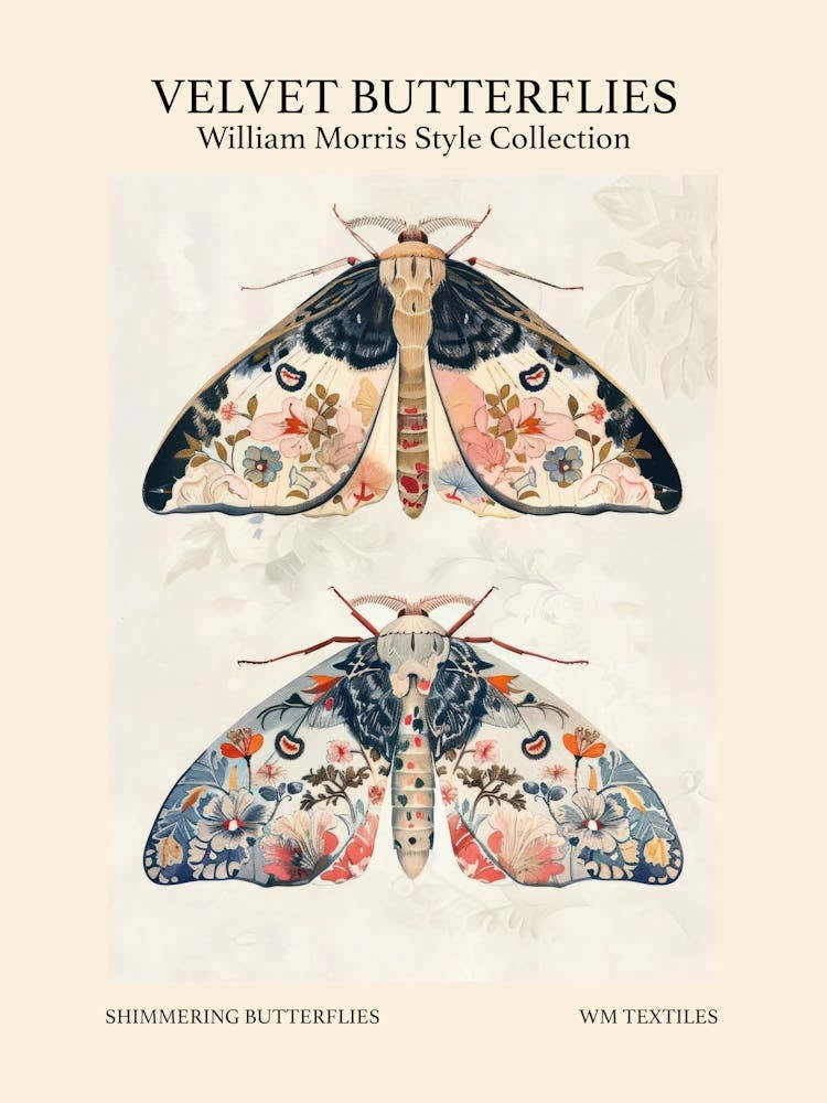 Velvet Butterflies Collection Shimmering Butterflies William Morris Style 6