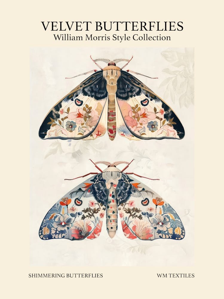 Velvet Butterflies Collection Shimmering Butterflies William Morris Style 6