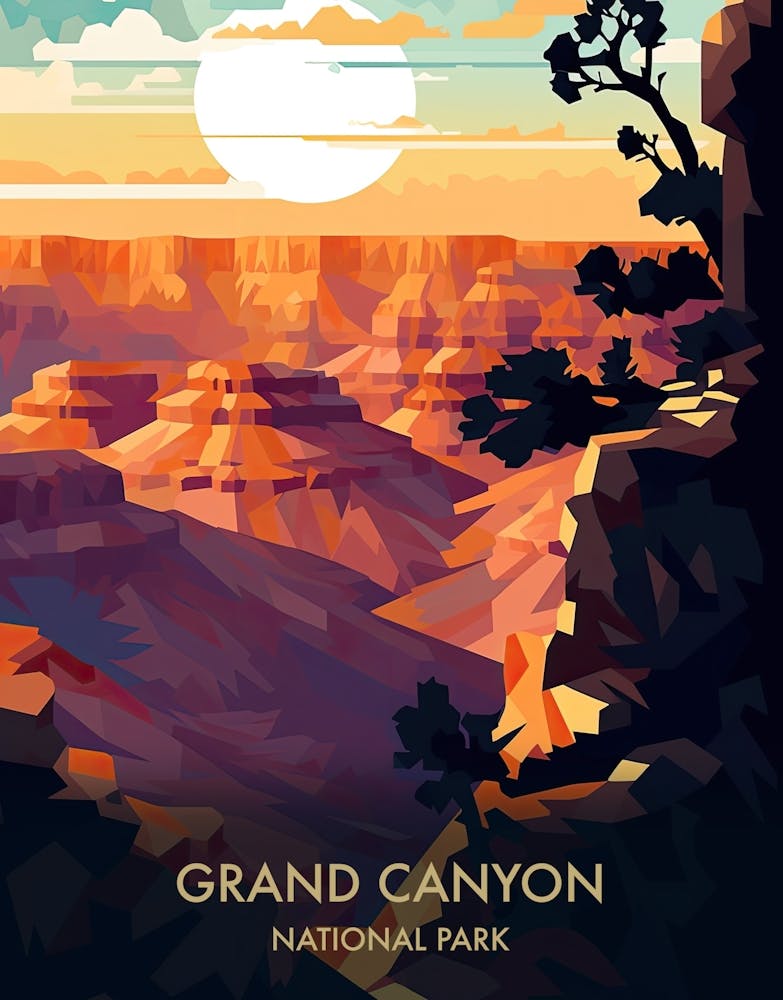 Grand Canyon National Park Travel Poster Illustration Style 5