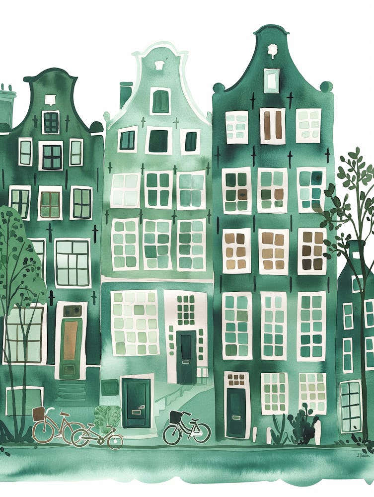 Pixten Amsterdam Houses Green Watercolour Ar 34 S 3bdc105c 4a5f 44f3 Ae0c 100929ef6a66