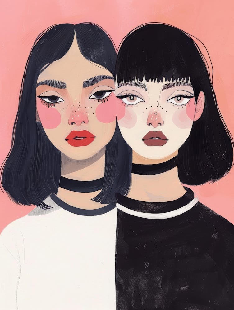 Two Girls With Black Hair