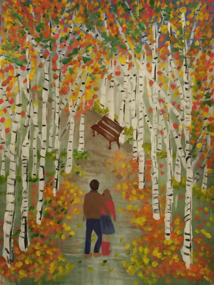 Couple Walking In The Woods