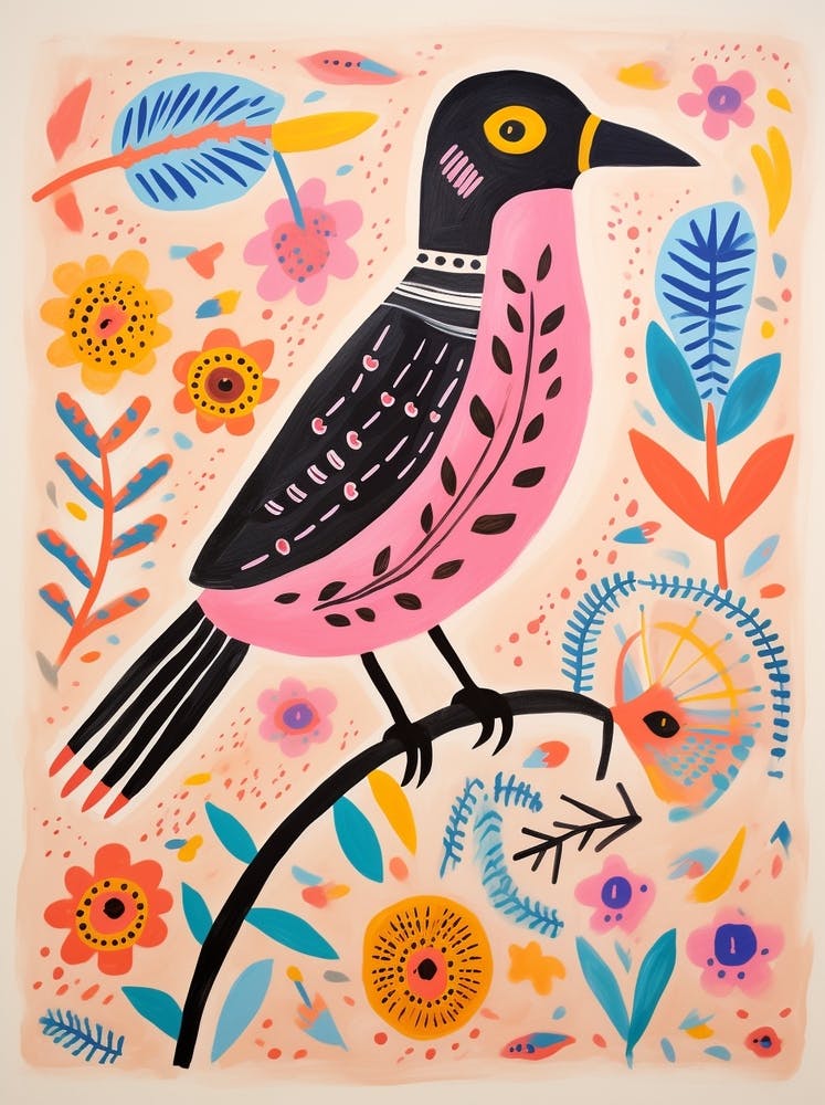 Pink Scandi Bird 2
