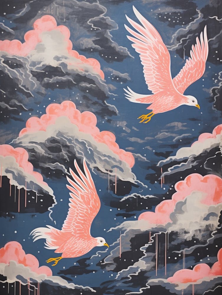 Vintage Japanese Inspired Bird Print Turkey 2