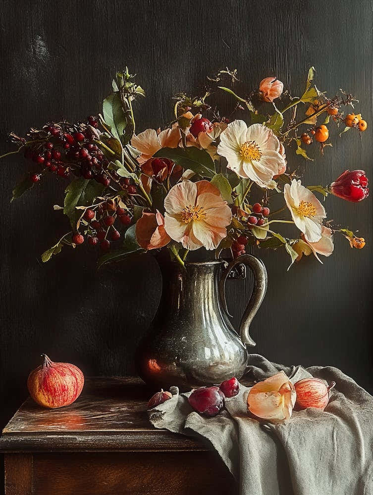 Autumn Flowers In A Vase