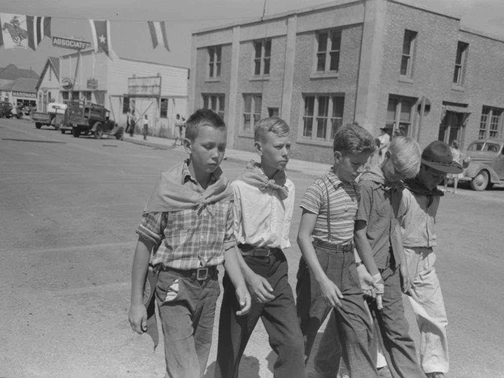 Boy Scouts In The Fourth Of July Parade At Vale, Oregon By Russell Lee