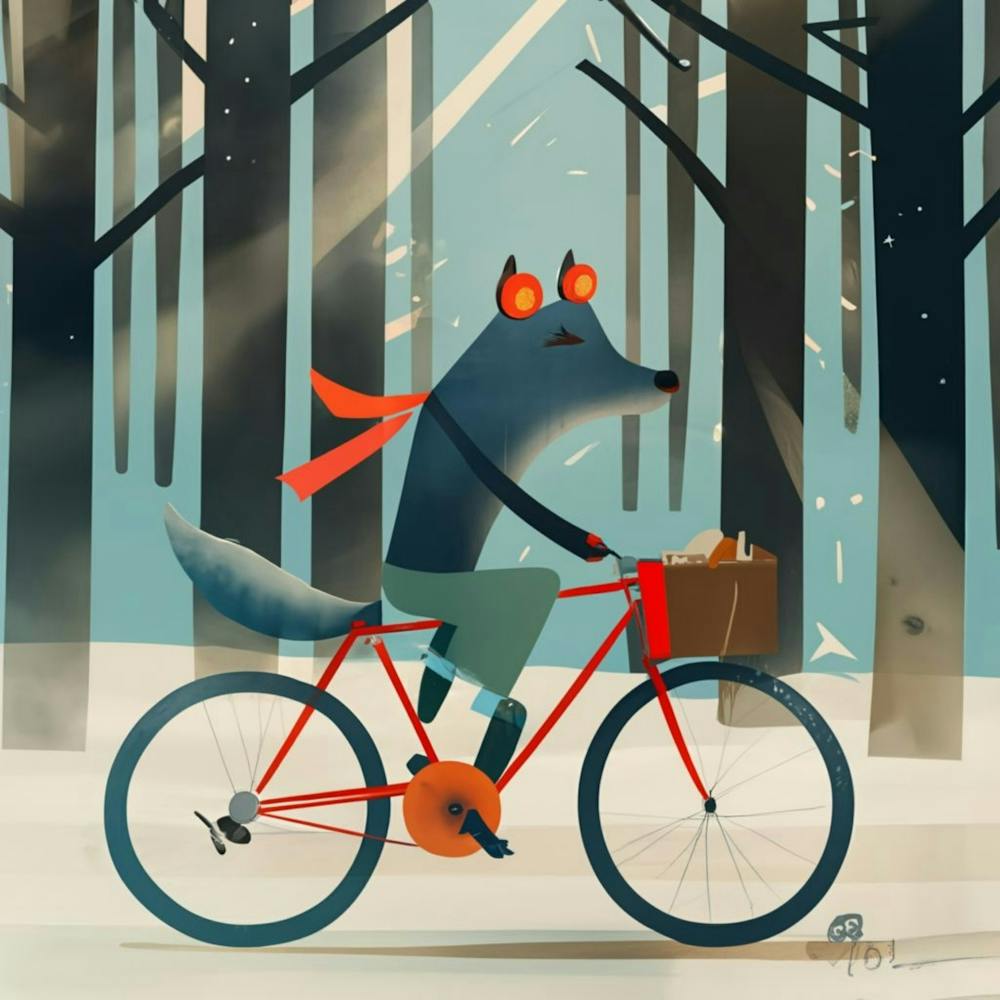 Wolf On A Bike