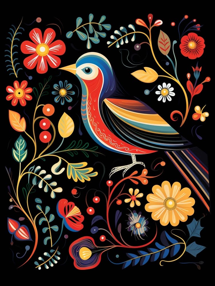 Folk Bird Illustration Sparrow 3