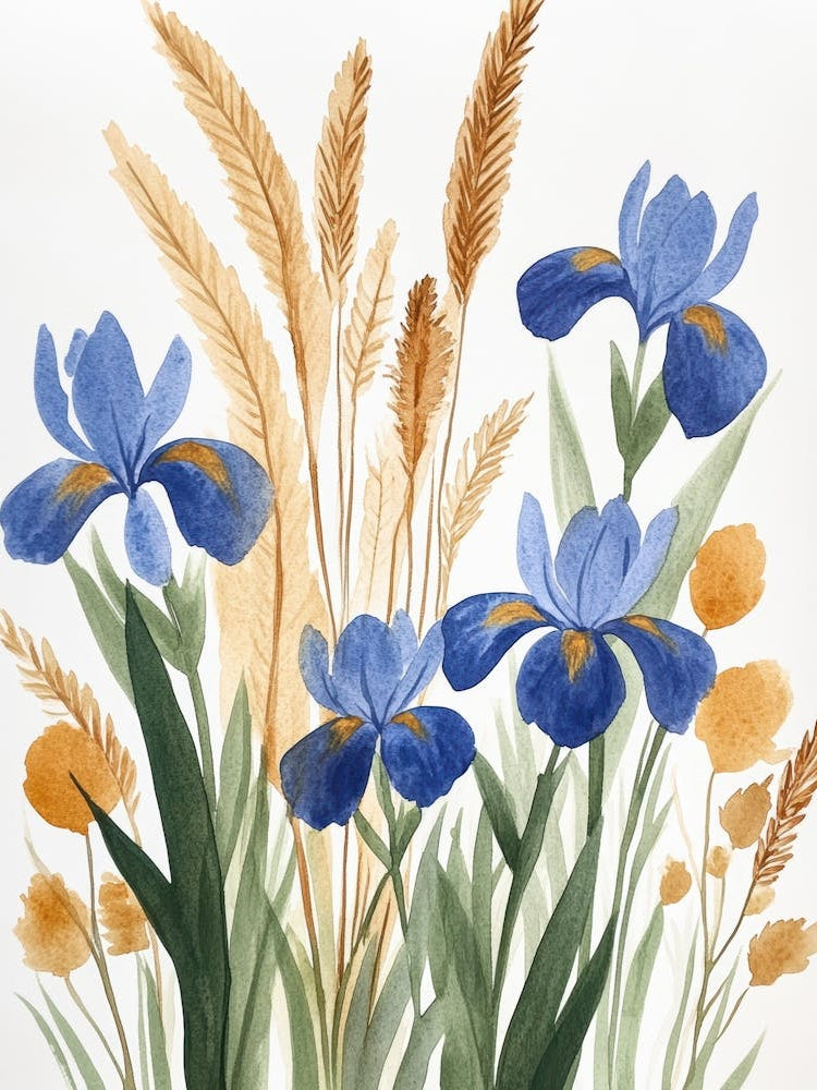 Watercolor Of Blue Iris