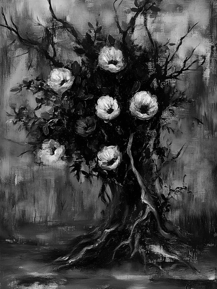 Black And White - Tree Of Roses