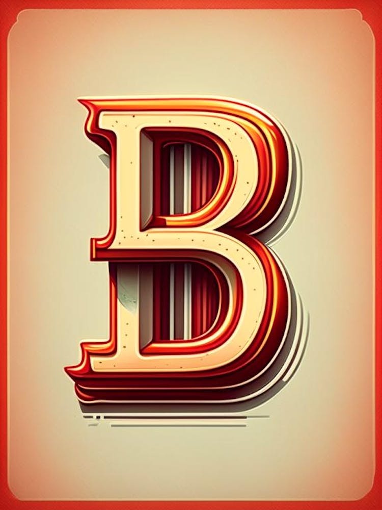 B  Letter, Alphabet Retro Drawing 2
