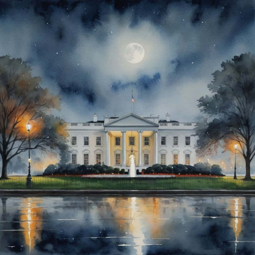 White House At Night Romantic Viwe