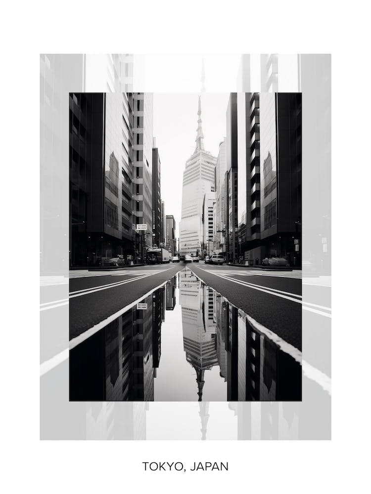 Poster Of Tokyo, Japan, Black And White Old Photo 3