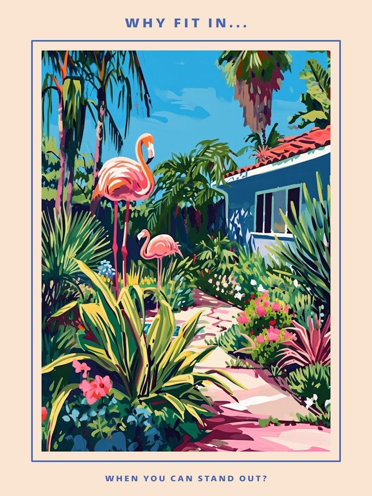 Retro Flamingoes In A Garden Poster 4