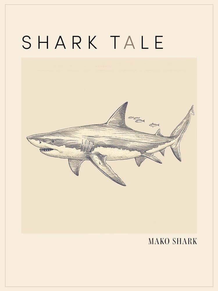 Mako Shark Vintage Illustration 4 Poster
