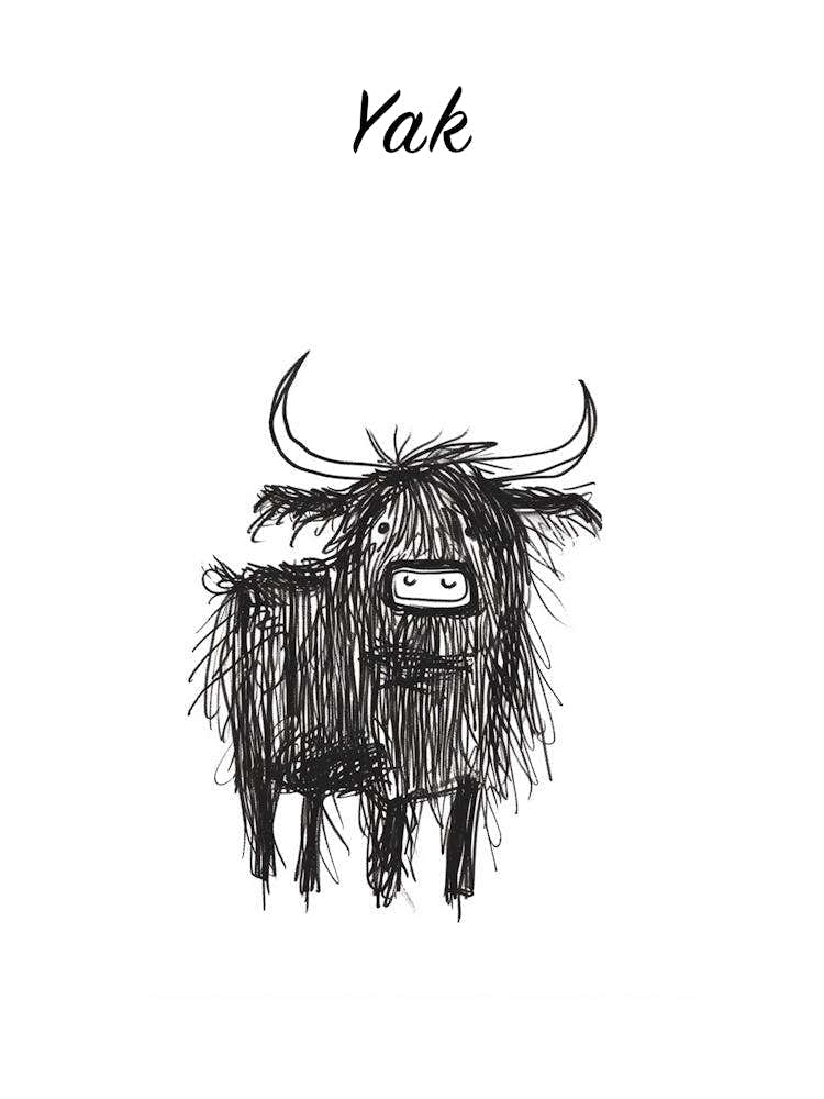 B&W Yak Poster