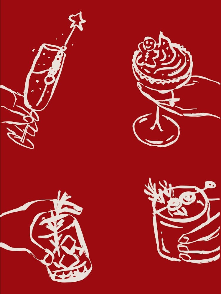 Red Christmas Drinks Poster