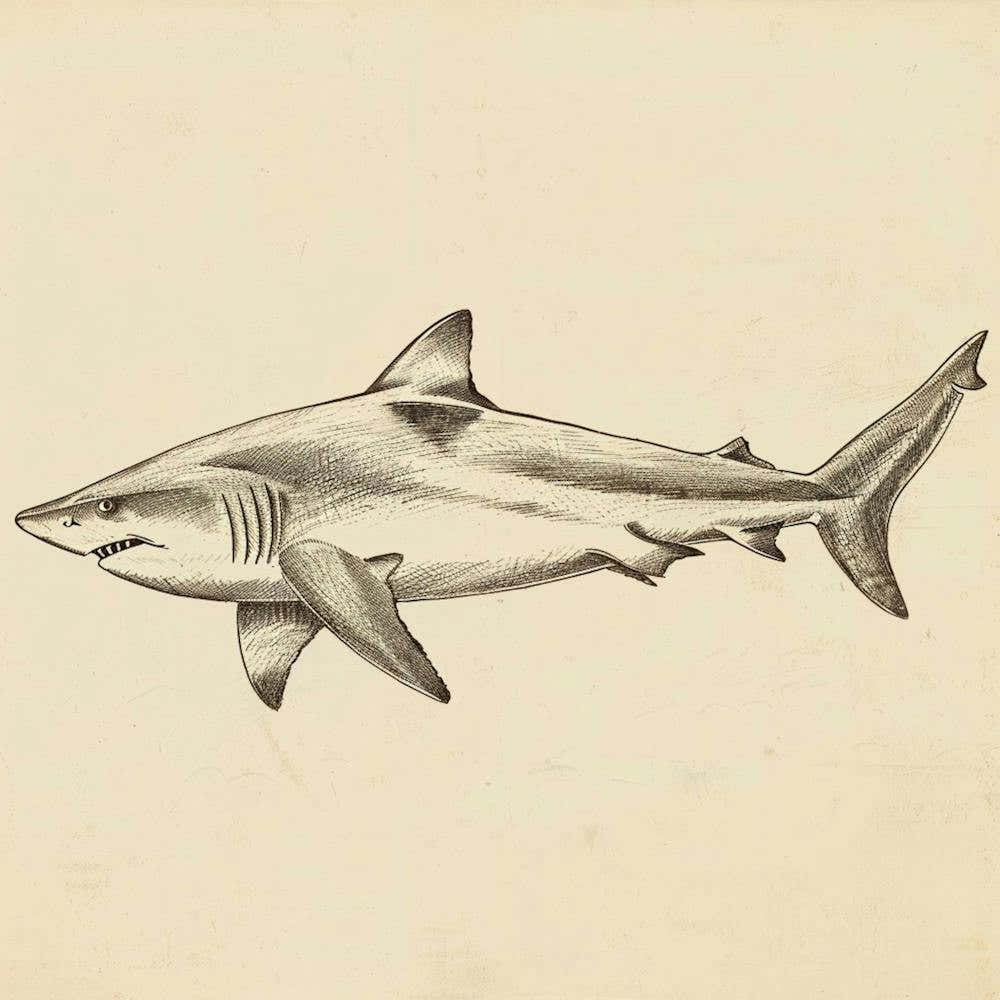 Vintage Shark Pencil Illustration 7
