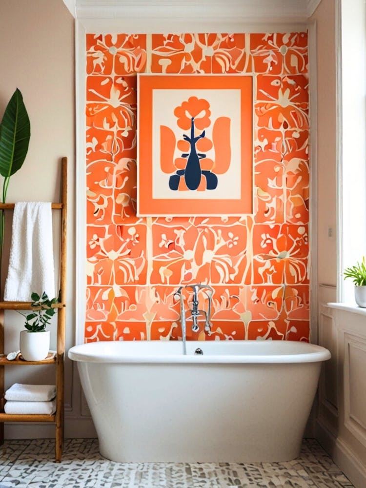 Bathroom With Orange Tile