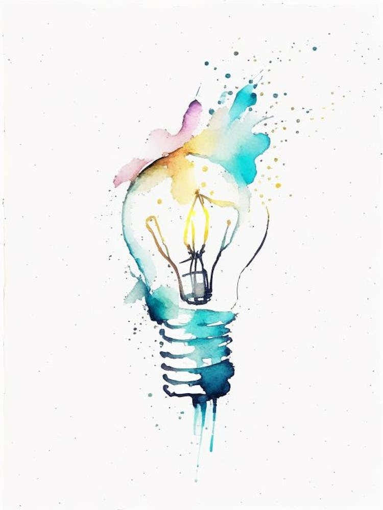 Lightbulb Symbol Minimal Watercolour
