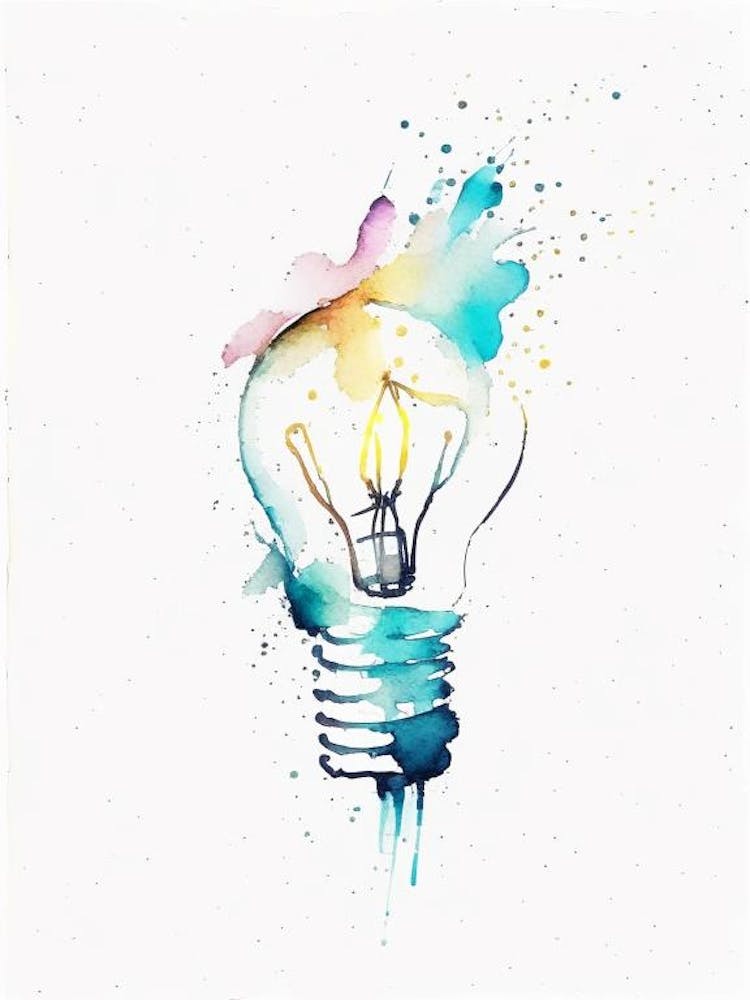 Lightbulb Symbol Minimal Watercolour