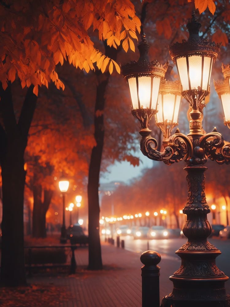 Street Lamp In Autumn