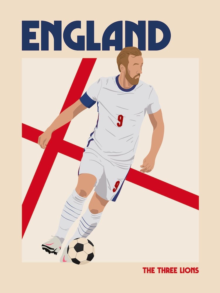 England World Cup Football Retro Illustration