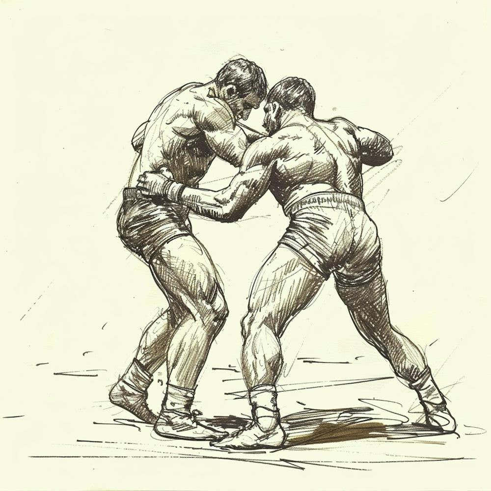 A Greco Roman Wrestling Hand Drawn Sketch Illust 1719334516 2
