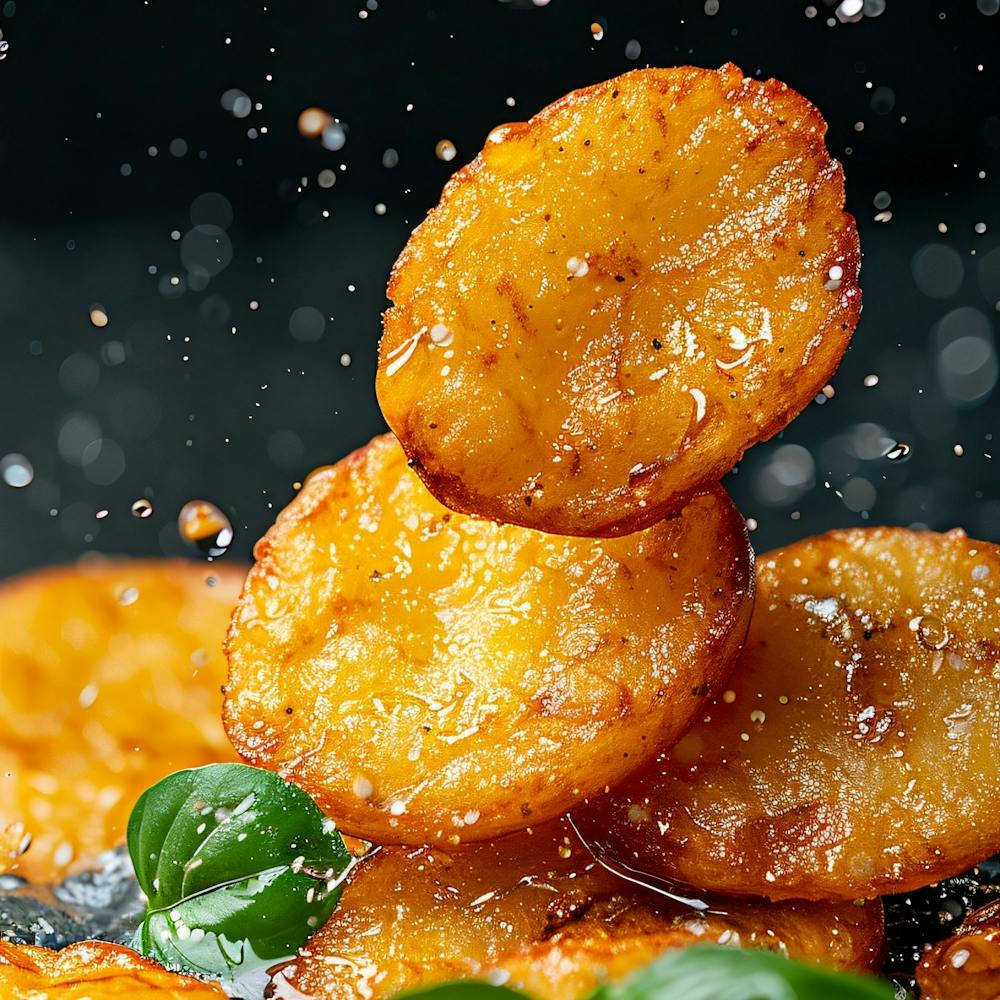Fried Bananas On A Black Background